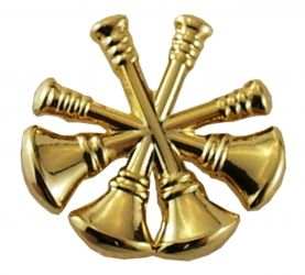 4 CROSSED FIRE BUGLES, DEPUTY CHIEF - 3/4" TALL - SOLD in PAIRS.